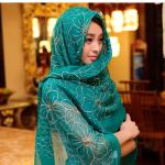 Fashion Tudung Silk Scarf Flower Embroidery Scarf Muslim Tudung Muslim Scarf