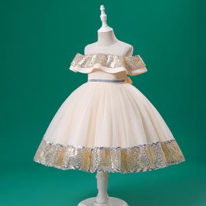 China Cotton Children's Dress Clothing Mid length Sequin Design Girls Princess Dress factory