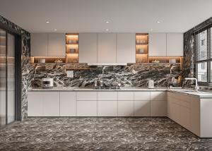 China European Style Lighting Wall Shelf Liner Plywood White Minimalist Kitchen Cabinet factory