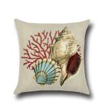 Ocean Theme Square Pillow Case Mediterranean Style Decorative Cotton Linen Throw