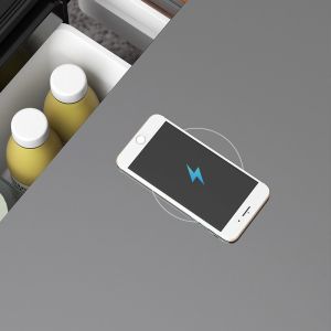 Smart Coffee Table Refrigerator with Wireless Charging Glass Drawer and Mini Bar