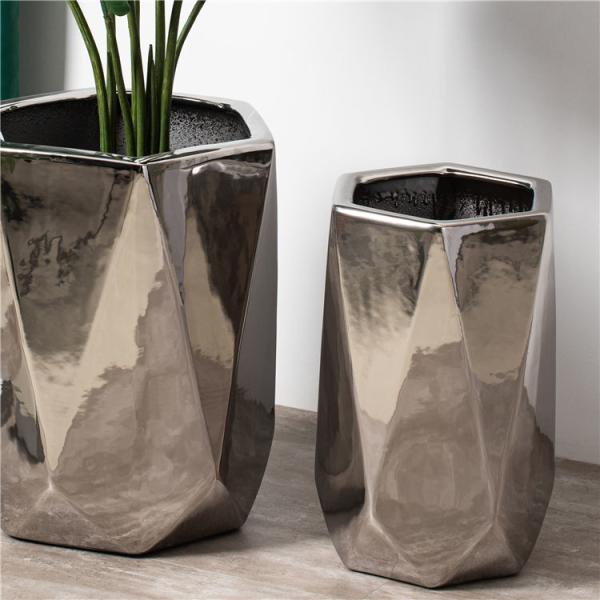 Latest design home balcony hotel decor flower plant pot creative electroplate