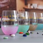 LFGB 450ml Wine Glass , Crystal Wine Glass For Anuversery Party