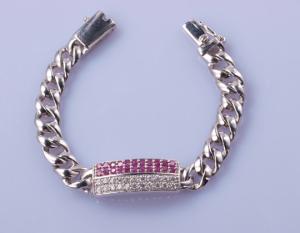 China 13.5cm 925 Silver CZ Bracelet AAA+Grade Cubic Zirconia Pinky White factory