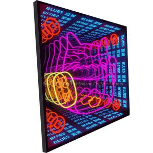 Affordable LED Neon Mirror Wall Art with Playful Touch and Other Light Source