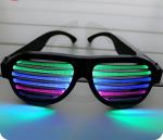 Black Frame Sound Activated LED Shutter Shades Glasses For Concerts, Party,