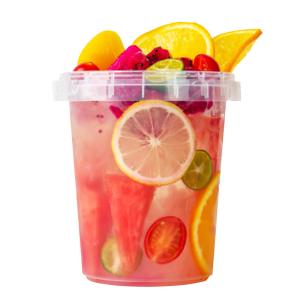 China 750ml 1000ml PP Plastic Cups Clear Disposable Plastic PP Injection Fruit Juice Bucket factory
