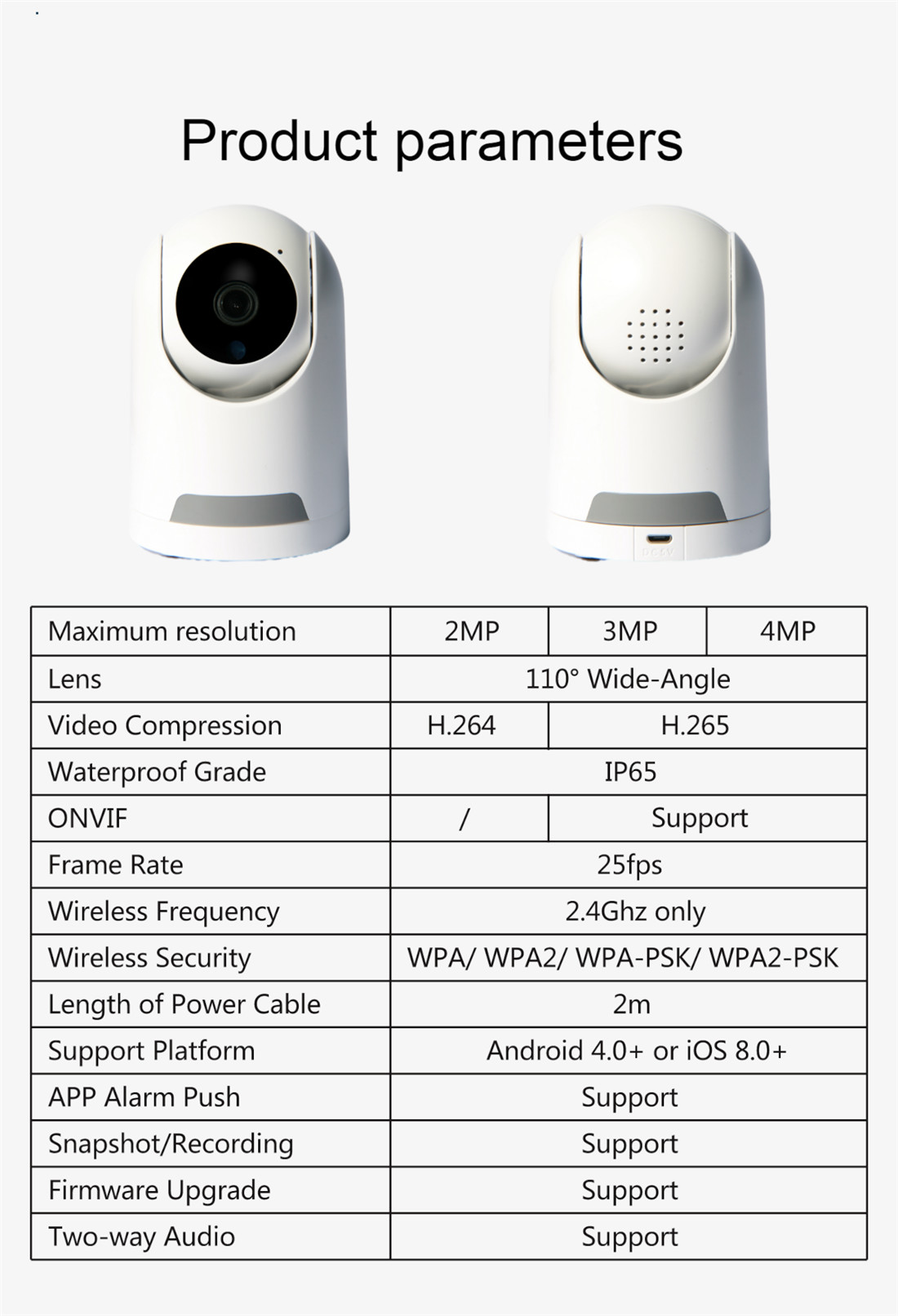 Home Security Tuya Ip Wireless Wifi Smart Camera(JV-TY212QH(Y21))