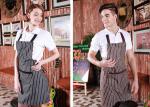 Black And White Stripes Kitchen Cooking Aprons Adjustable With Widen Strap