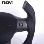 Matte Carbon Fiber Tesla Model 3 Model Y Steering Wheel Perforated Leather