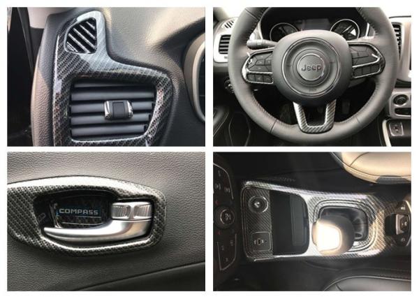Jeep Compass 2017 Carbon Fiber Style Air Outlet Moulding , Steering Wheel