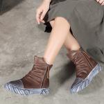 S216 Natural folds rubbed color leather handmade women's shoes cowhide thick