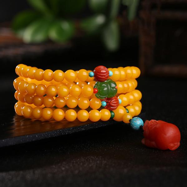 Fashion Jewelry Natural Round Bead Stone Natur Orange Yellow Amber Crystal