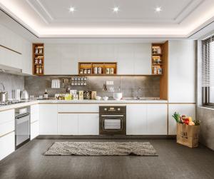 China Modern Kitchen Cabinet Linear Shape High End Glossy Luxury Kitchen Cabinets factory