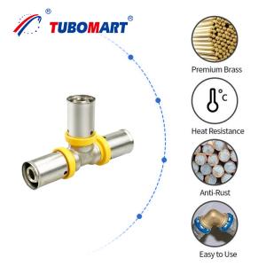 China Residential Brass Pex Press Fittings 1/2 Inch 3/4 Inch 1 Inch For PEX Tubing factory
