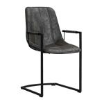 Leather Seater Black Metal Leg Z Armrest Modern Leisure Chair