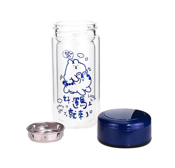 Blue 250ml Eco Friendly Borosilicate Glass Water Bottle