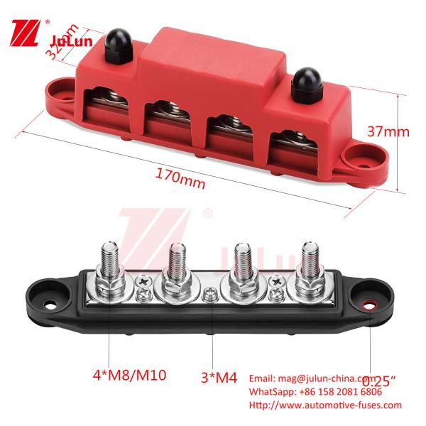 Rv Yacht Bus M8M10 High Current Wiring Stud Red Black 4-Stud Distribution Block