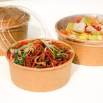 Disposable brown kraft paper bowl oilproof food packaging biodegradable