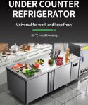 Stainless Steel Undercounter Refrigerator Prep Table with Customizable Plug