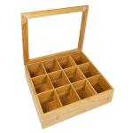 customized 12 compartments bamboo assorted tea bags holder box