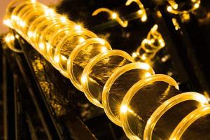 China Flexible 170MA Solar Christmas Lights 39ft Led Lamp Beads 8 Mode factory