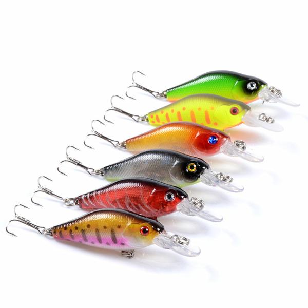 6 Colors 7CM/6.8g 3D Eyes Plastic Hard Bait 0.30m-1.5m Floating Crank Fishing