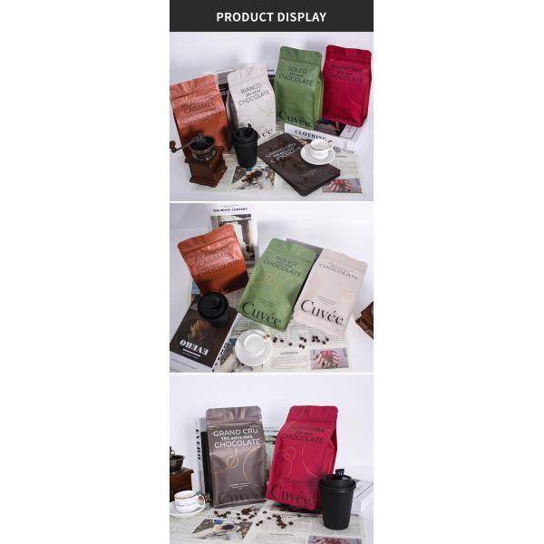 Matte Finish 16oz Coffee Packaging Bags Flat Bottom Pouch With Zipper