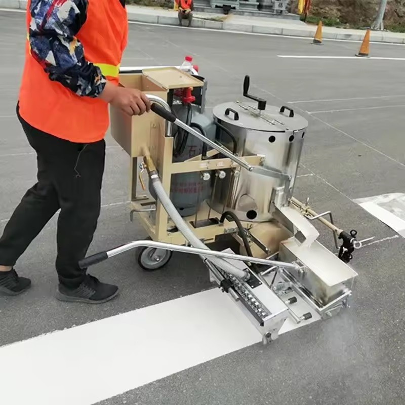 Double Stainless Steel CK308S Hand Push Thermoplastic Road Marking Machine Easy Operation