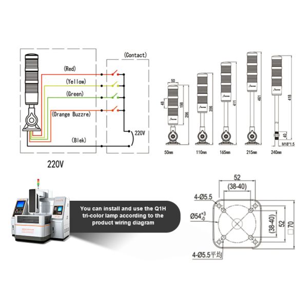 Tri Colors LED Signal Tower Light With Built In Buzzer And Working Temperature 50000C For Machine Tool