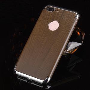 China 3 in 1 Hard PC Plating Border Wood Grain Cell Phone Case Cover For iPhone 7 7 Plus 6 6s Plus factory