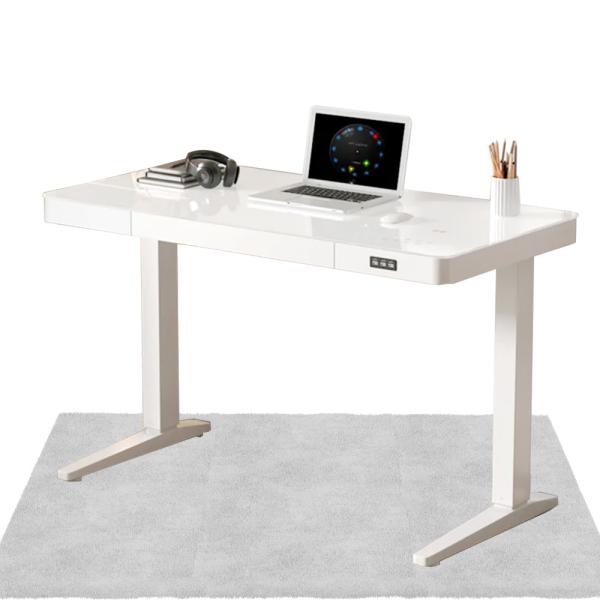 Electric Height Adjustable Desk Metal Iron Modern Design Wireless Charger Glass