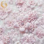 Excellent 3D Flower Lace Customized Embroidery 1 Yard Length Pink Floral Lace