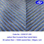 Twill Woven Blue Carbon Aramid Fabric / 2x2 0.28MM Thickness Carbon Kevlar