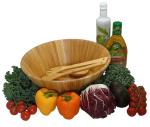 Dishwasher Safe Durable Bamboo Serving Bowl , Wooden Salad Mixing Bowl