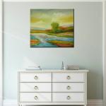 Handmade Nature Scenery Oil Painting on Canvas Abstract Colorful Field Landscape