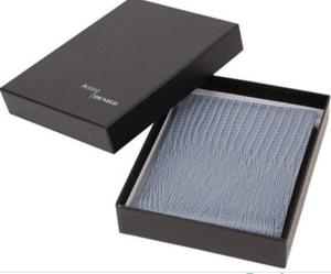 China luxury black two pieces wallet packaging box Custom lid and base rigid wallet gift box factory