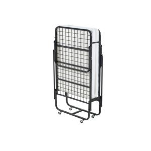 China Easy Removal Black Hotel Single Bed Mattress Metal Foundation Folding Bed Frame With Wheels factory