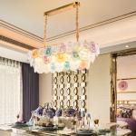 Soft Brightness Colorful Glass Disc Pendant Lights E14 AC 110 - 250V