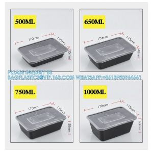 500 Ml Disposable Lunch Box Rectangular Bento Transparent Plastic Tableware