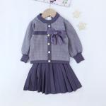 New Style Kids Children Winter Clothing Set Knitting Cardigan Skirt Baby Girl