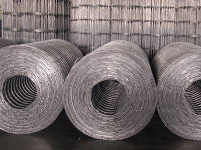 Welded wire mesh rolls on the ground