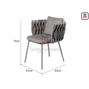 Balcony Terrace Waterproof 0.45cbm Woven Rope Dining Chair