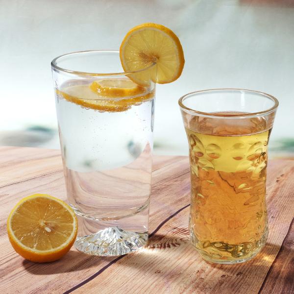 China Reusable Embossed Highball Glass tumbler Clear For Juice Wine Milk factory