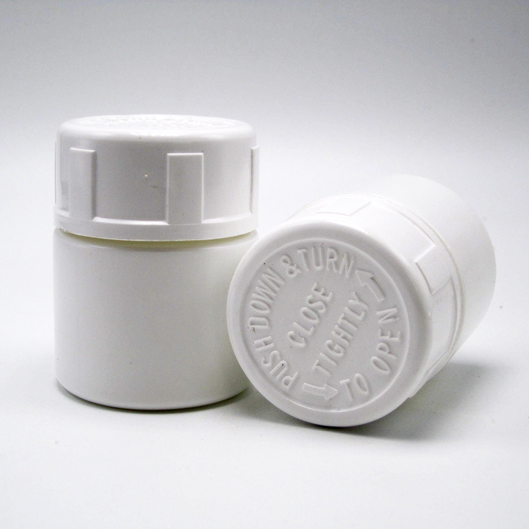 30ml HDPE Portable White Plastic Powder Medicine Pill Tablet Bottles Container with Child Safety Cap