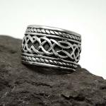Vintage Old Titanium Stainless Steel with Sterling Silver Plated Band Ring ()