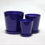 Indoor Lightweight Blue Ceramic Pots With Drainage