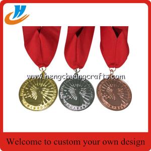 China Gold silver copper metal medals,award sports medals with ribbon factory