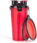 2 in 1 Dog Outdoor Portable Water Bottle With Foldable Bowls for Walking
