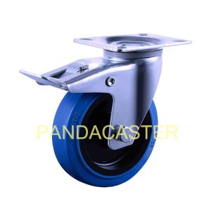 China 200Kg Industrial Cart Casters , Blue 5 Inch Swivel Caster Wheels With Dual Lock factory